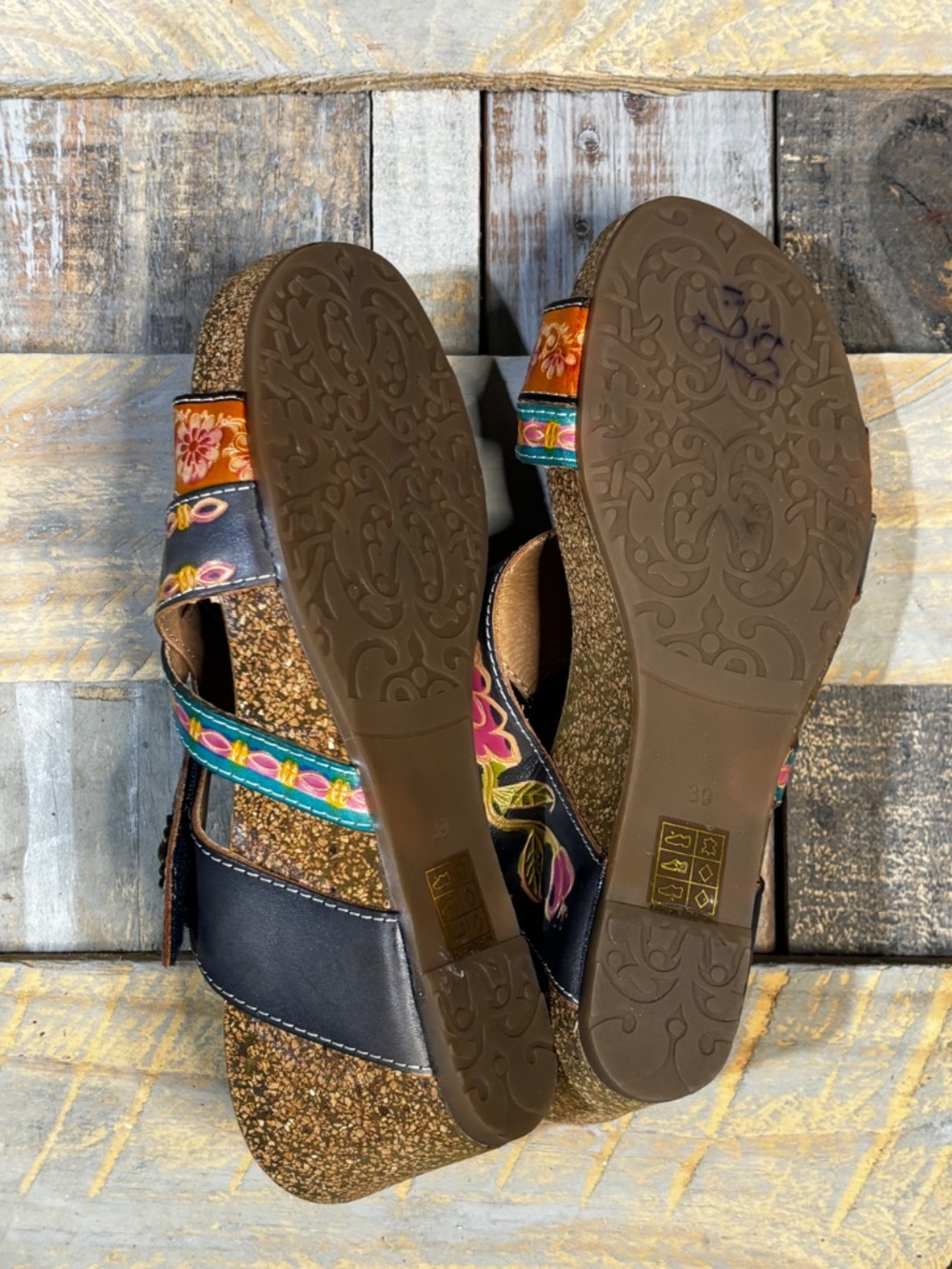 NWOB [L'Artiste] Slip On < Swan > Open Toe Platform Slide Leather Wedges | 8.5 - Picture 10 of 13